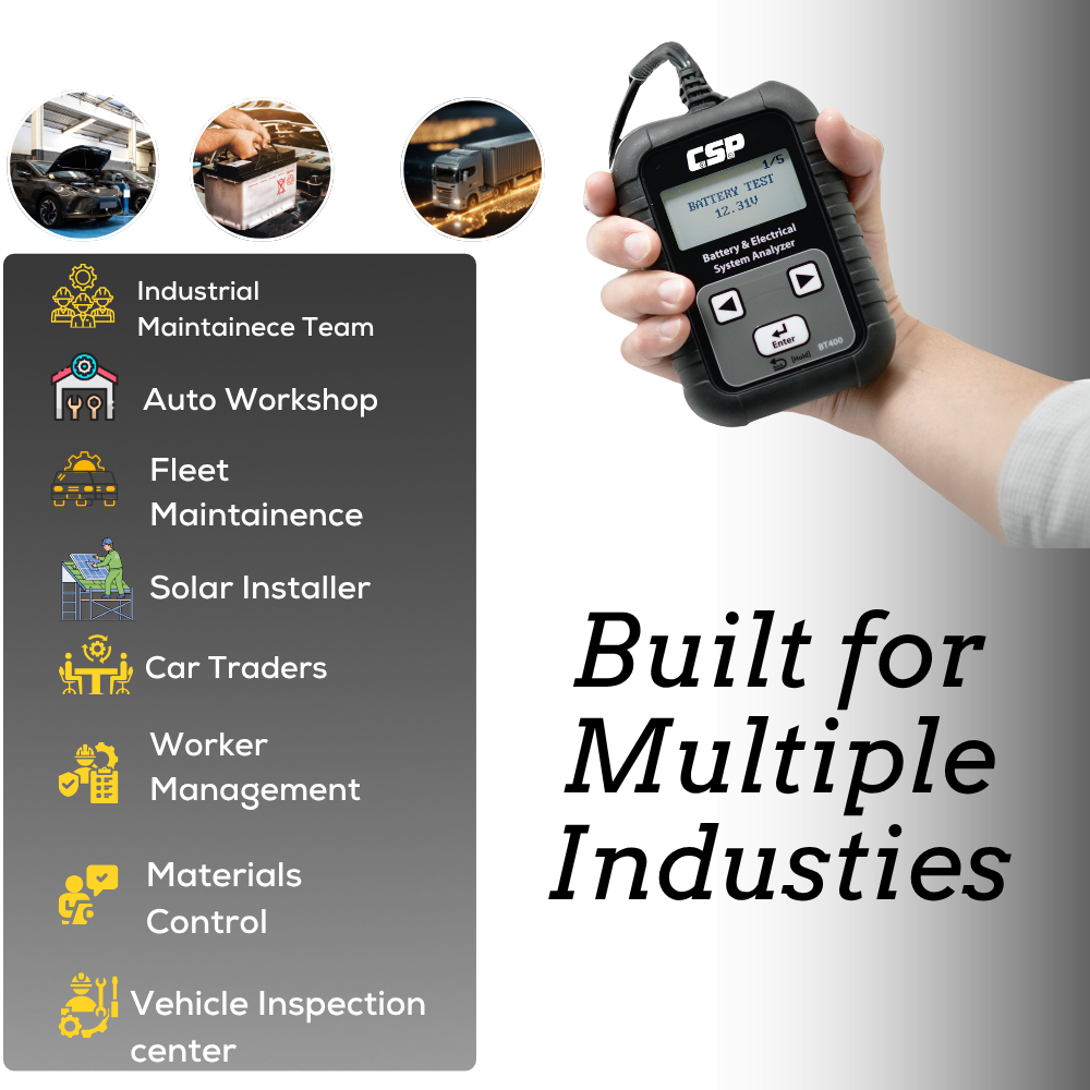 CSP BT-400 Automotive Battery Tester – professional users.