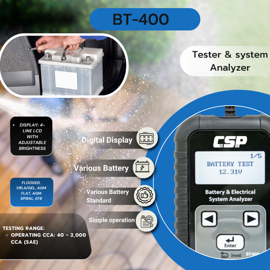CSP BT-400 Heavy-Duty 12V Automotive Battery Tester device